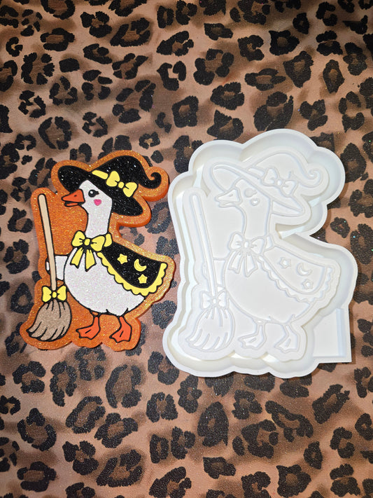 Halloween goose with broom