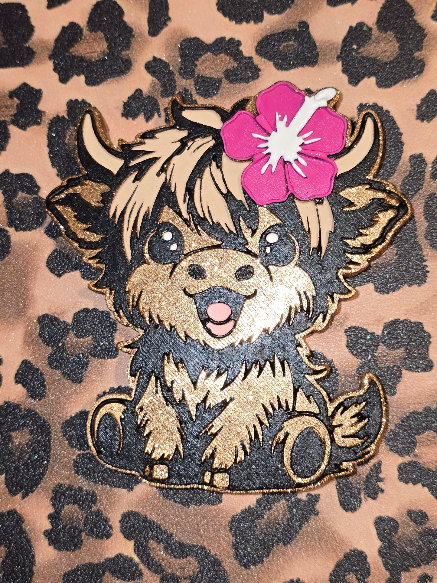 Cute cow with flower
